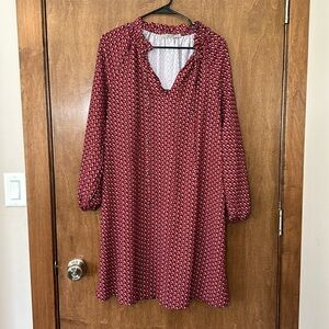 MADE IN ITALY - Luisa Perla Red and Black Geometric Design A-Line Dress